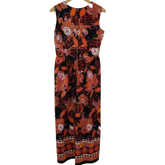 Vintage Dress 60's 70's Nu-Mode Maxi Retro Mod Floral Polyester Sleeveless M/L - Picture 3 of 5